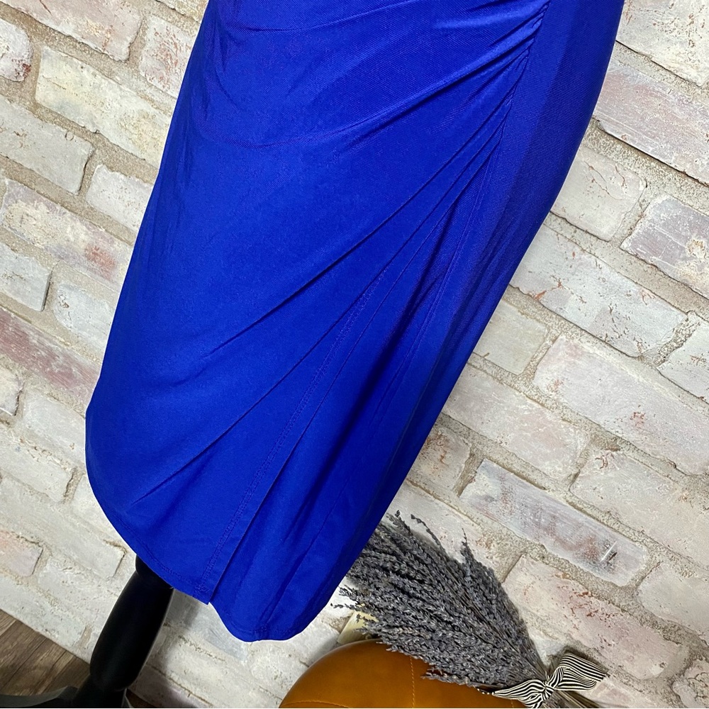 NWT Lauren Ralph Lauren Cobalt Blue Faux Wrap Dress - Picture 10 of 12
